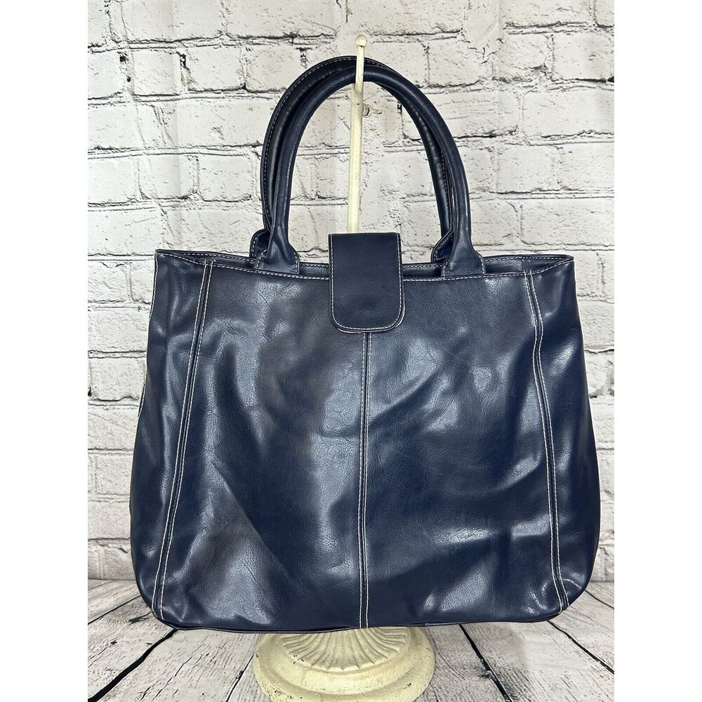 Estée Lauder Double Handle Purse Bag Navy Blue Soft 100% PVC